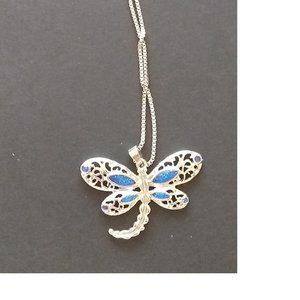 Imitation Fire Opal Dragonfly Necklace